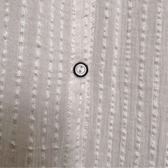 Lucky Brand Ivory Textured Soft Button Up 3/4 Sleeve Decorative Gauzy Blouse - Picture 7 of 12